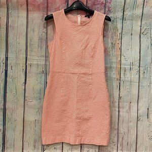 Theory Dimesia Chipper Striped Sleeveless Seersucker Dress Orange/Red White